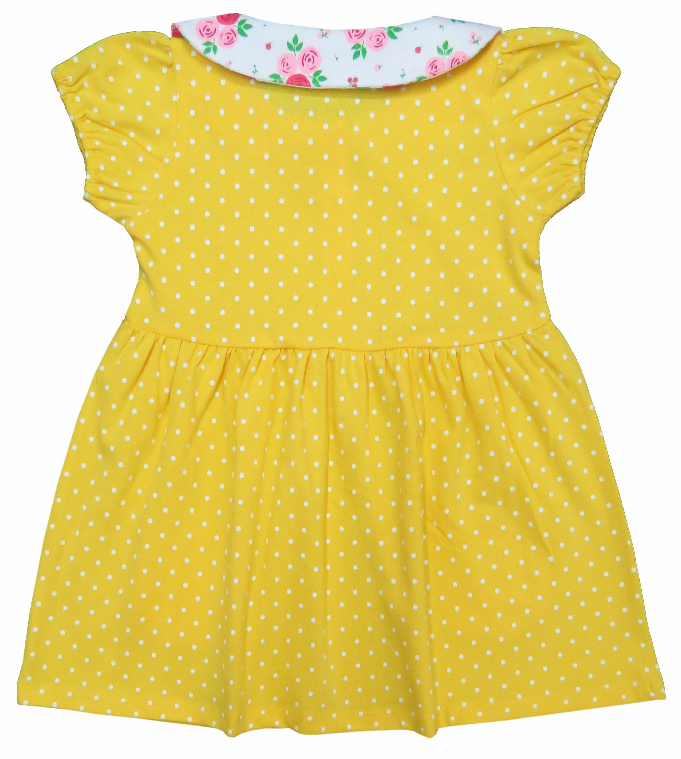 Clothe Funn New Born Baby Girl Trendy Cotton Dress (3-4 Years, Gold AOP) 3