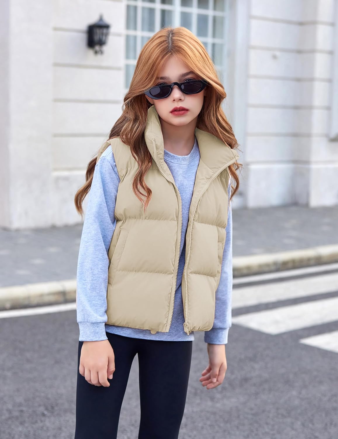 Arshiner Girls Winter Zipper Puffer Vest Lightweight Sleeveless Outwear Puffy Vests for 5-12 Years Old - Image 6