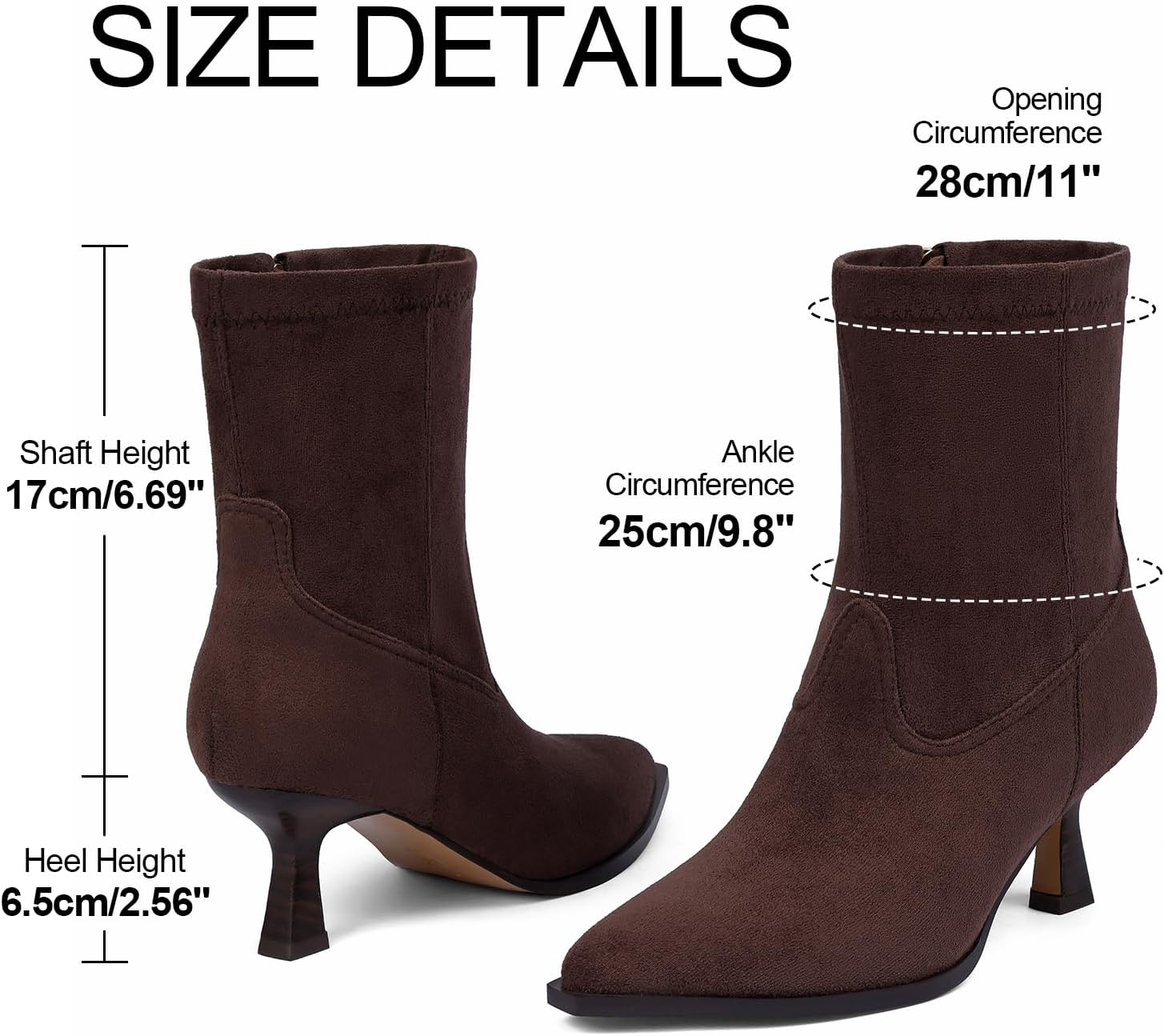 VOMIRA Ankle Boots for Women Pointy Toe Stacked Kitten Heels Black Boots for Women Side Zipper Leather Short Boots Fall Winter Ankle Booties Shoes - Image 5