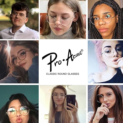 Miniatura 3 de Pro Acme Gafas redondas con marco de metal clásico, lentes transparentes sin receta para mujeres y hombres
