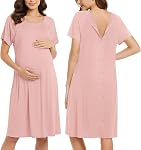 Ekouaer Femmes Soins infirmiers/livraison/Labor/Hôpital Nightdress Maternité à manches courtes Chemise avec bouton S-XXL