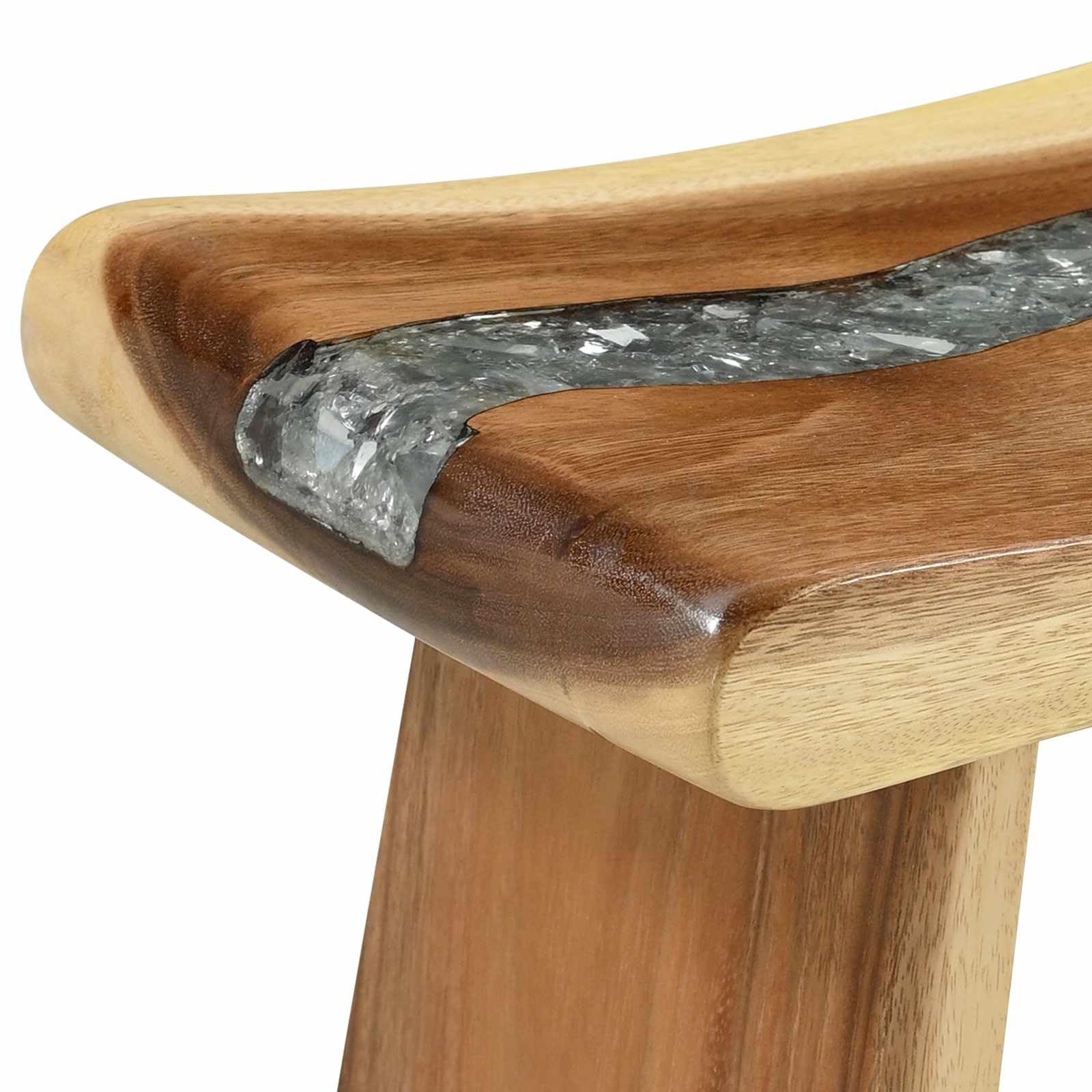 Elegante taburete de baño con asiento curvado de madera natural, resistente taburete de baño de madera natural sin respaldo, taburete minimalista para contemporáneos