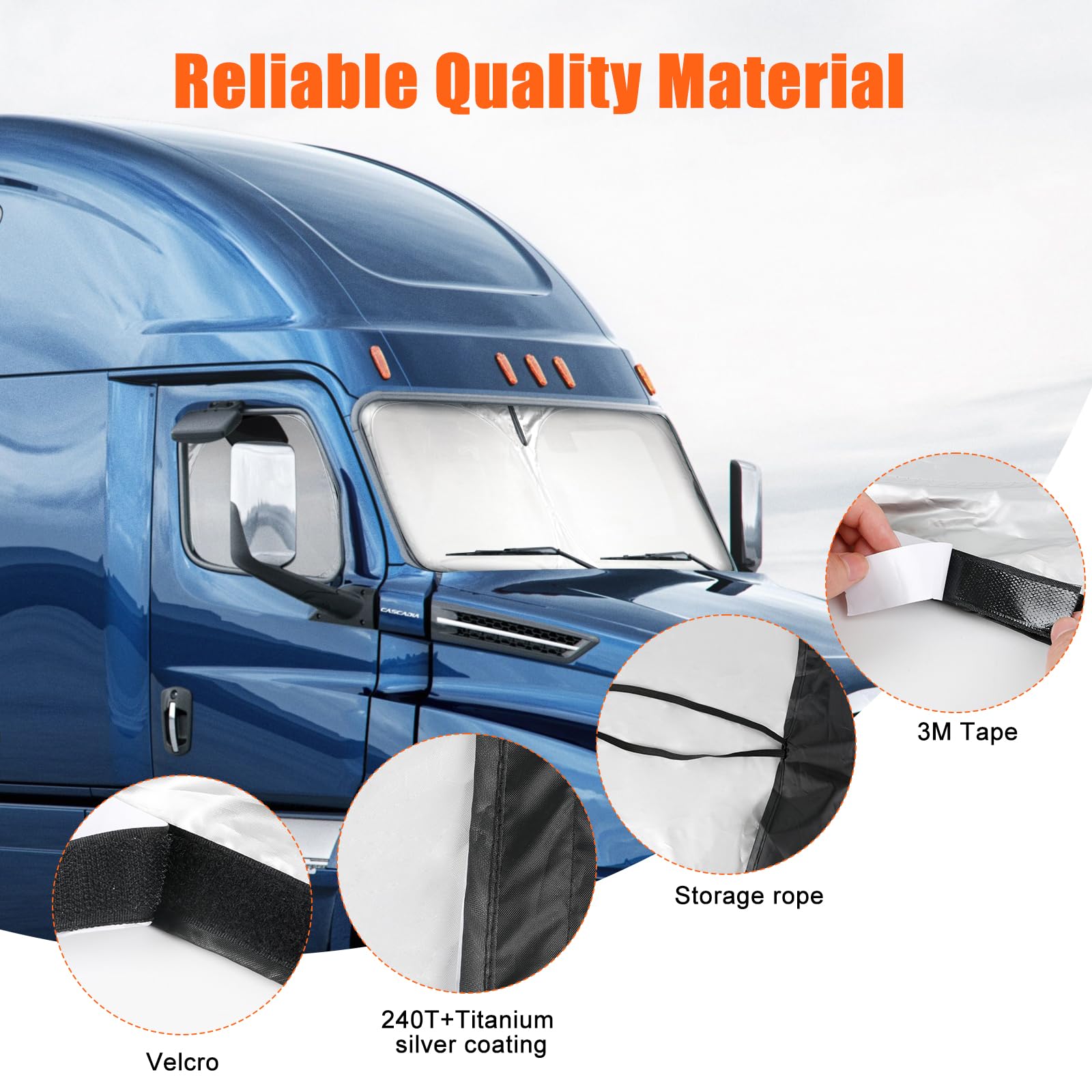 Pare Soleil pour Pare-Brise Avant de Voiture Compatible avec Freightliner Camion, Pare-Soleil intérieur Pliable, Isolation Thermique et Protection UV, Compatible avec Volvo Gros Camion