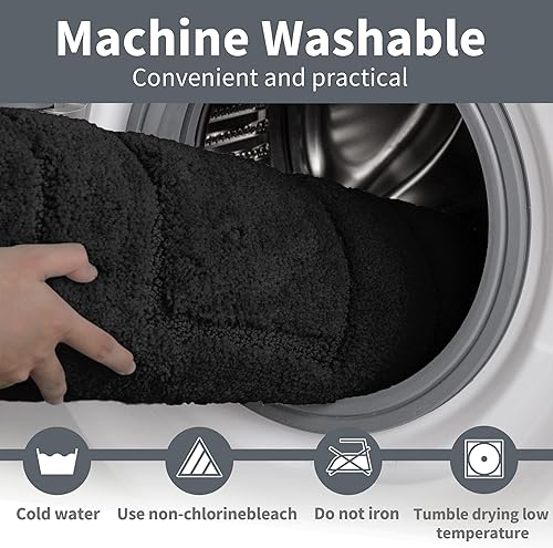 Miniatura 6 de GRANNY SAYS - Tapete de baño antideslizante negro, suave y absorbente de agua, de microfibra, lavables y secables a máquina, tapetes para piso de