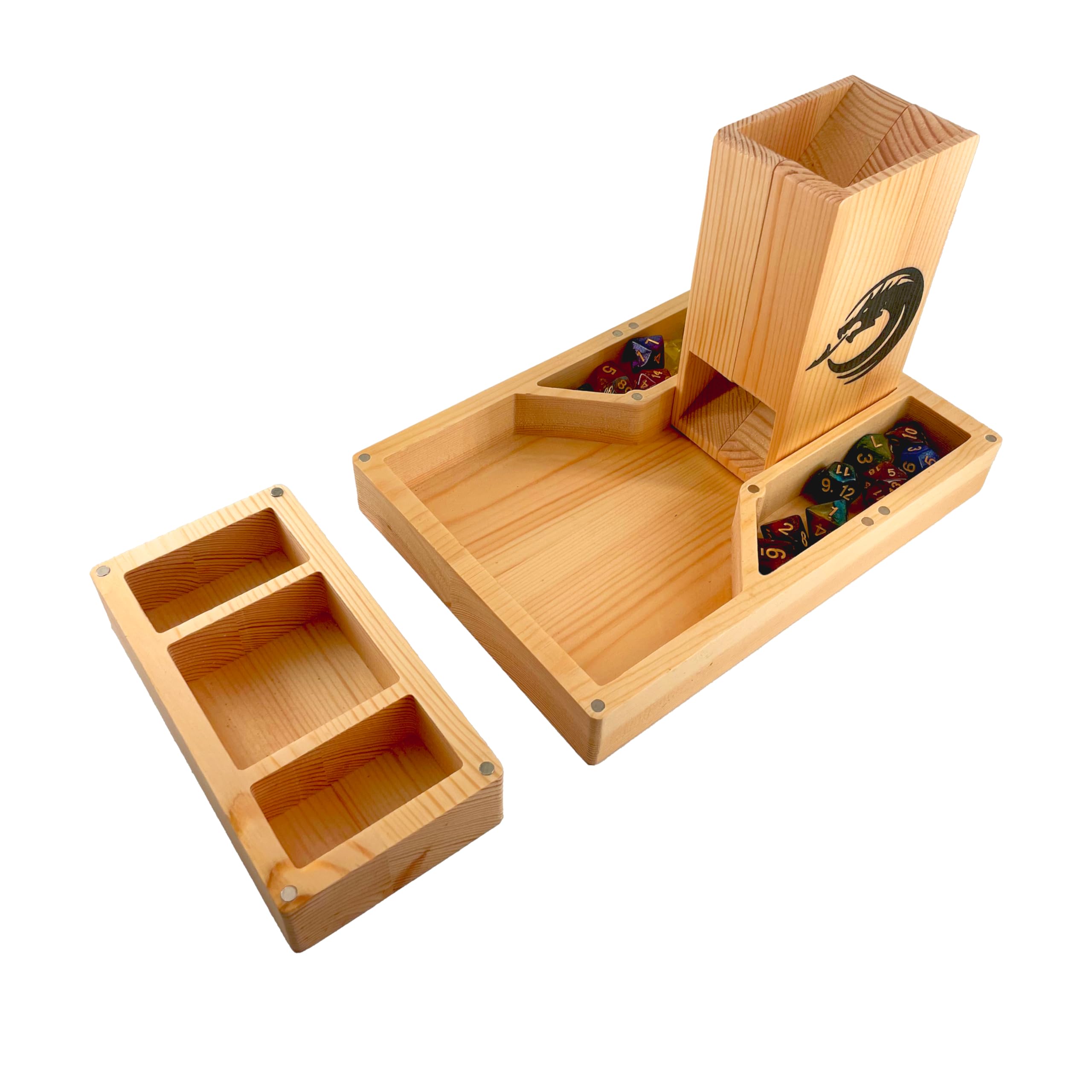 Torre di dadi in legno per DND, torre di dadi con tavole per dadi, torre magnetica portatile per Dungeon and Dragon, Cthulhu, gioco da tavolo e giochi di ruolo
