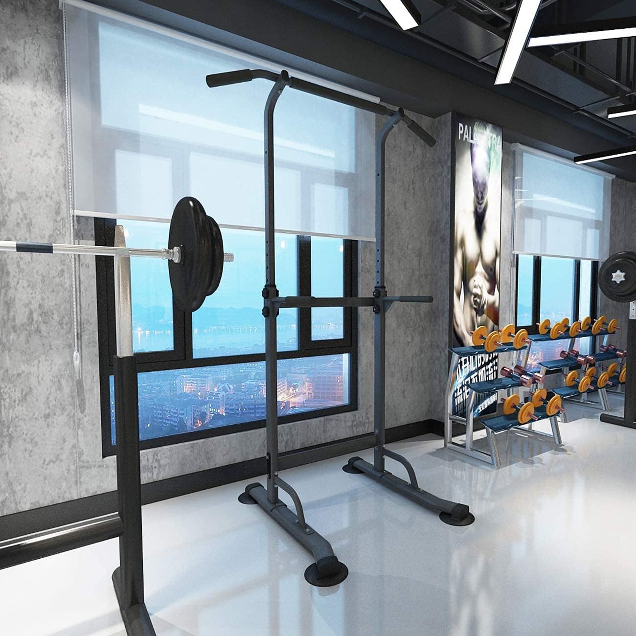 DlandHome Multi-Function Power Tower Adjustable Height Pull Up and Dip Station Strength Training Fitness Workout Station, PSBB005 : Sports & Outdoors