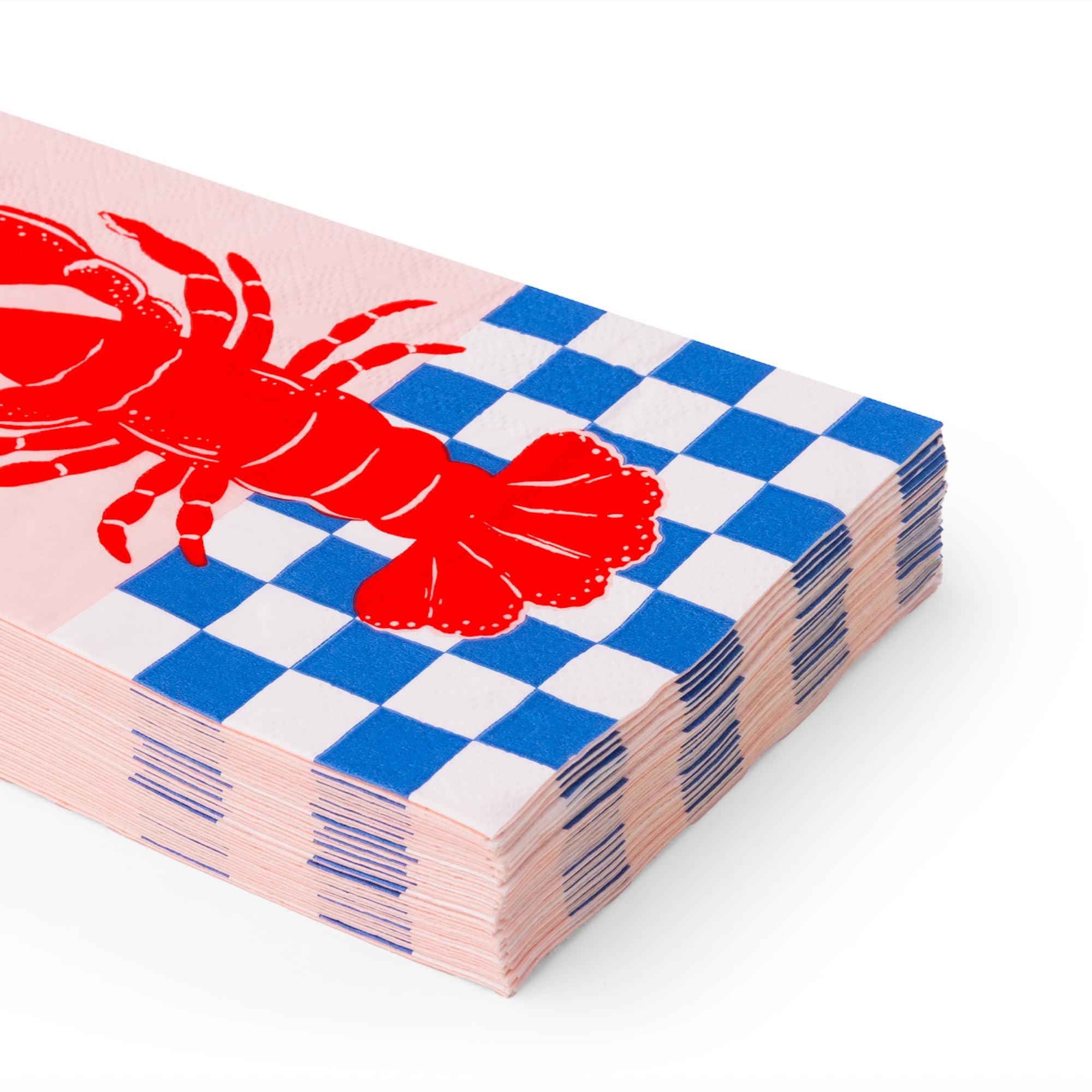 Bonjour Fete Toallas decorativas de papel de langosta, a cuadros rojos y azules