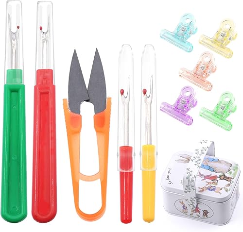 Glarks Kit de 116 piezas de desgarradores de costura, 4 desgarradores de costura, 10 tizas de sastre, 1 tijeras de hilo, 100 clips de costura
