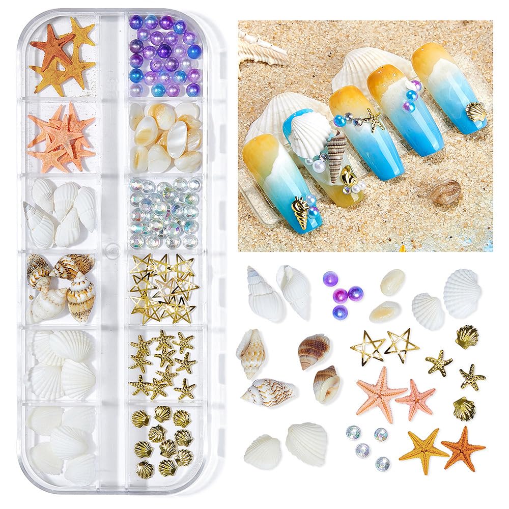 Amazon | Unikato ネイルパーツ 夏 ヒトデ 貝殻 パール ネイル