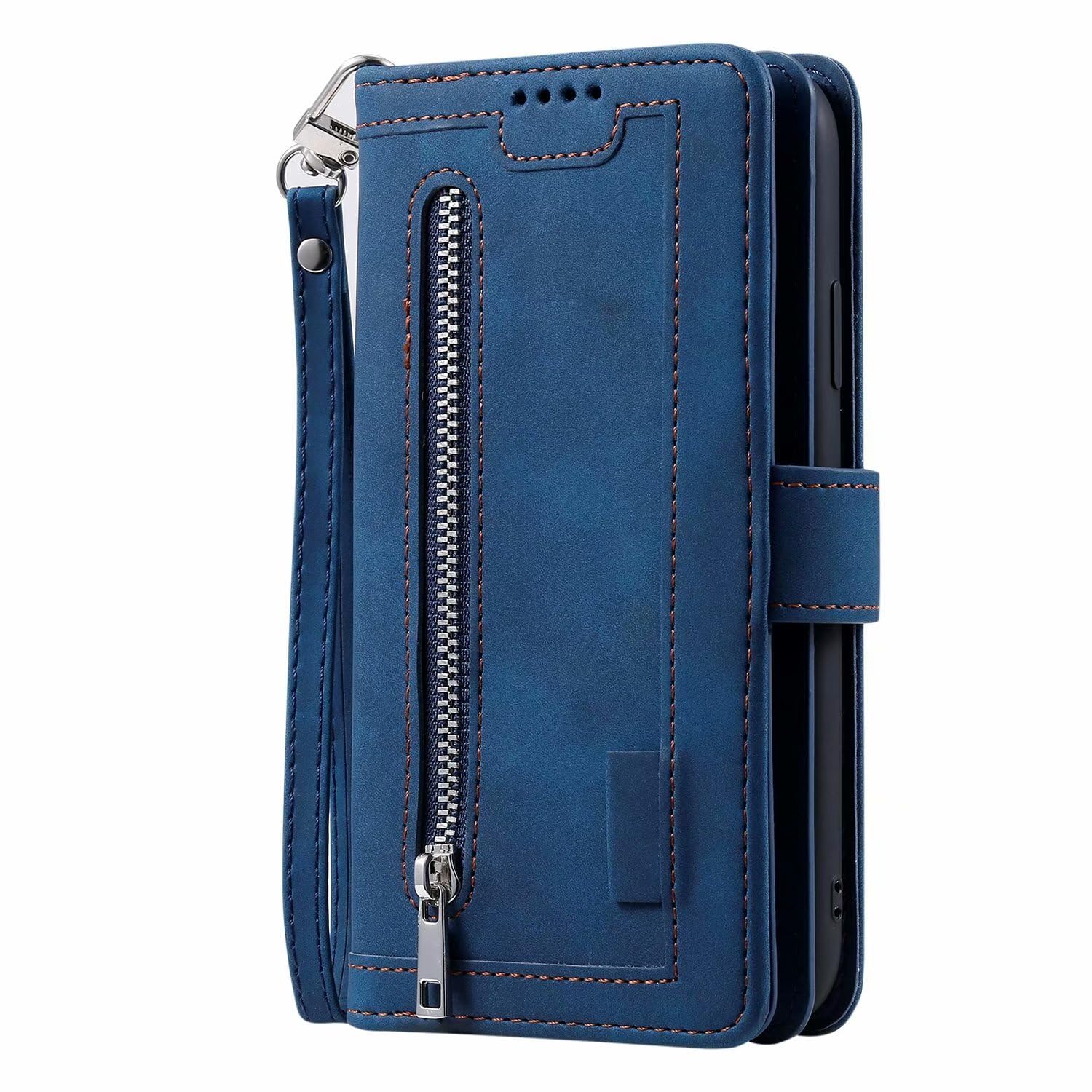 Étui portefeuille iPhone 16 E cuir bleu pour vos déplacements - 8
