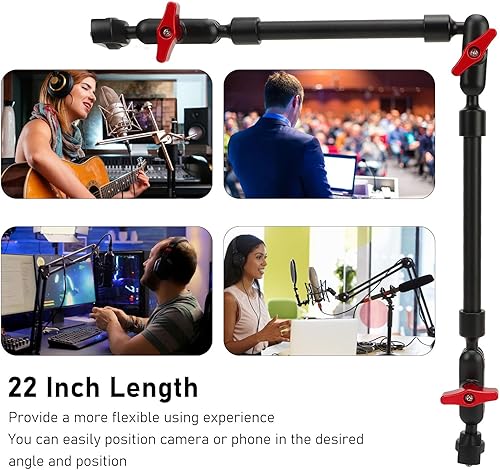 Miniatura 4 de Yunseity Brazo mágico articulado de 22 pulgadas, brazo mágico ajustable de 360° con cabezal esférico de 180°, soporte de cámara de brazo mágico