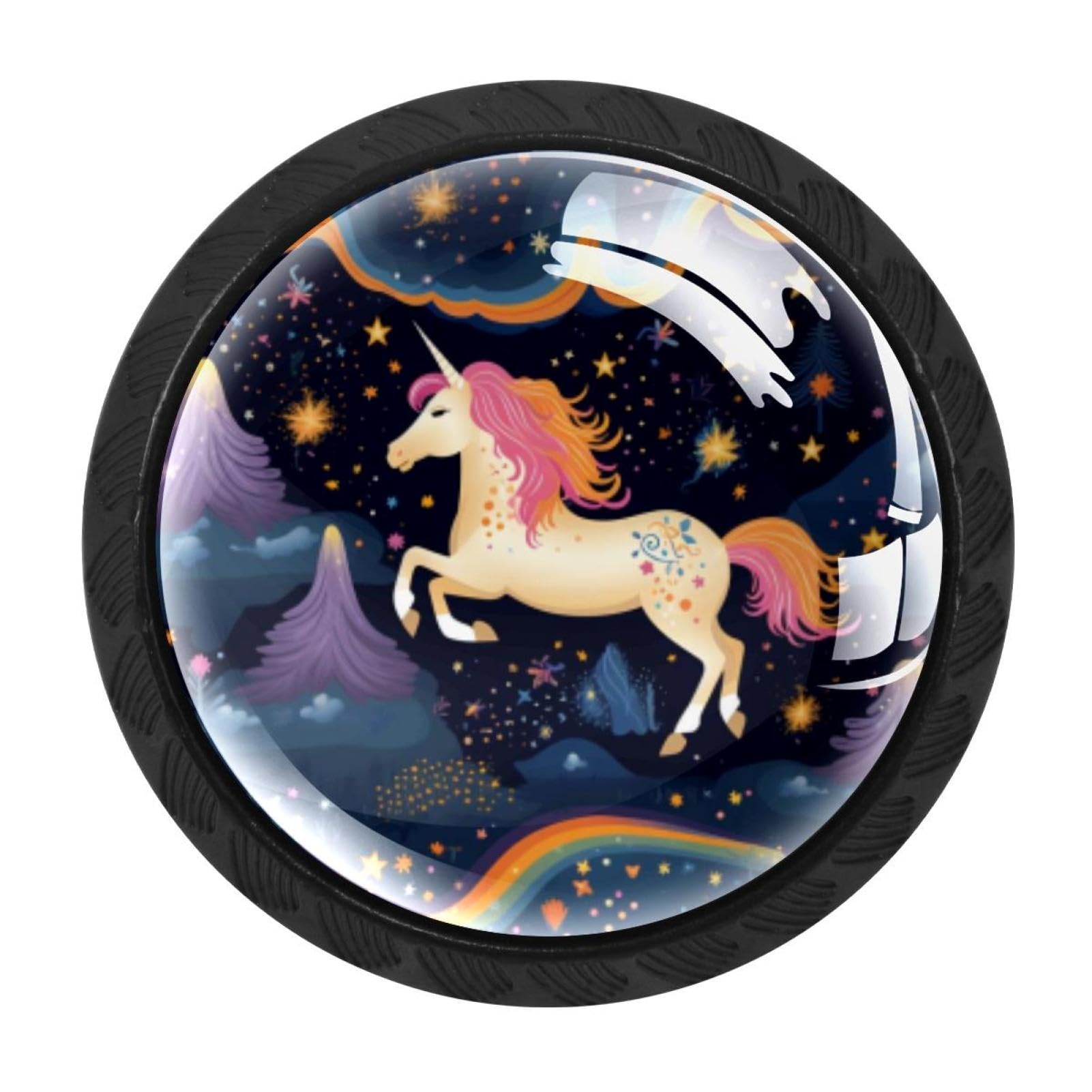Chenzzzz Multicolored 14 Starry Unicorn Cabinet Knobs 4 Pieces Drawer Kitchen Cabinets Dresser Cupboard Wardrobe Unique Pulls Handles