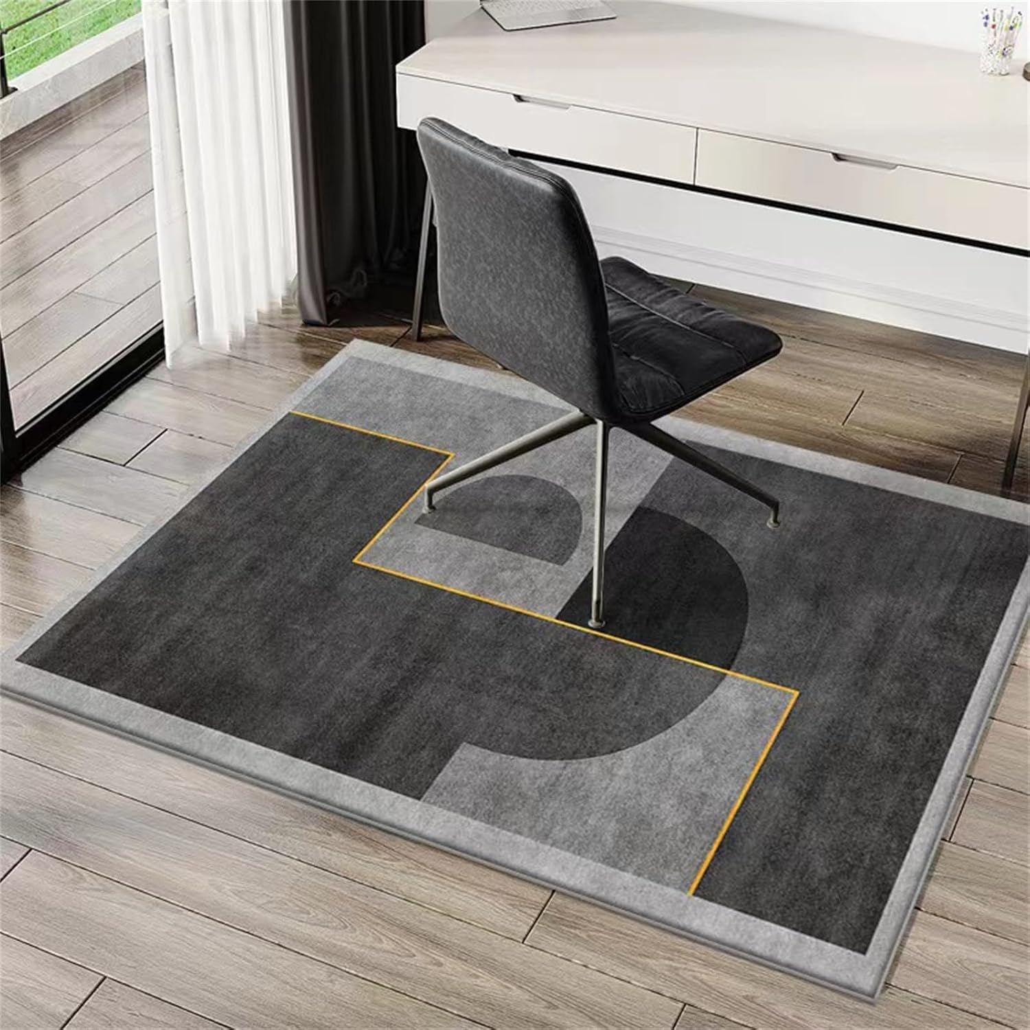 WaiDXn Multi-purpose Protective Rug For Carpets And Hardwood Floors With Geometric Patterns(Schwarz,80x120cm)