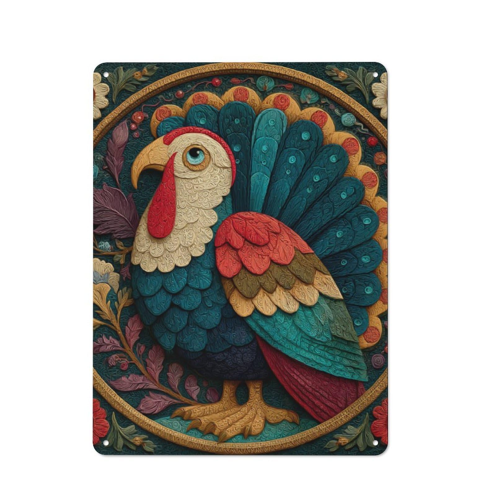Junmoney Vibrant Bird Artwork Tin Wall Plaque 40X30cm With For Garage Wall, With Clear Vintage Wall Decor Character