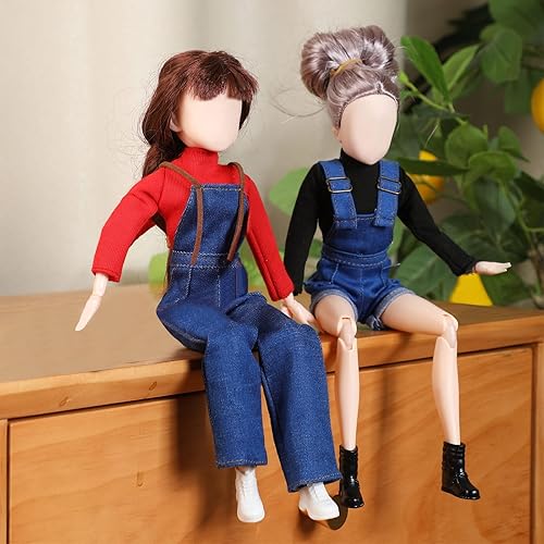 Miniatura 6 de Geyoga 14 piezas de ropa de muñeca y accesorios para muñeca de 11.5 pulgadas, pantalones de algodón de mezclilla de manga larga, zapatos superiores,