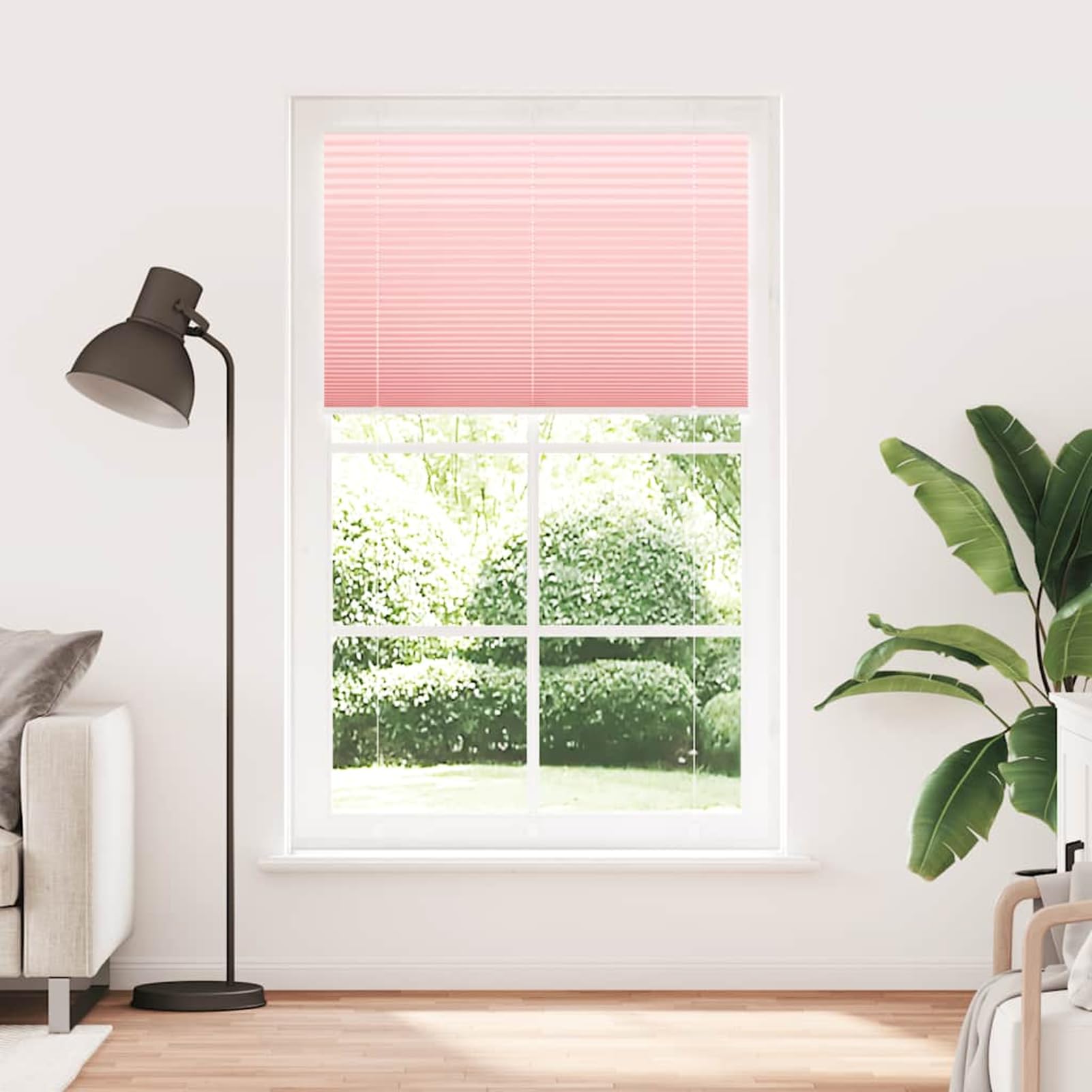 Store plissé rose 115 x 200 cm en tissu polyester pour décoration intérieure