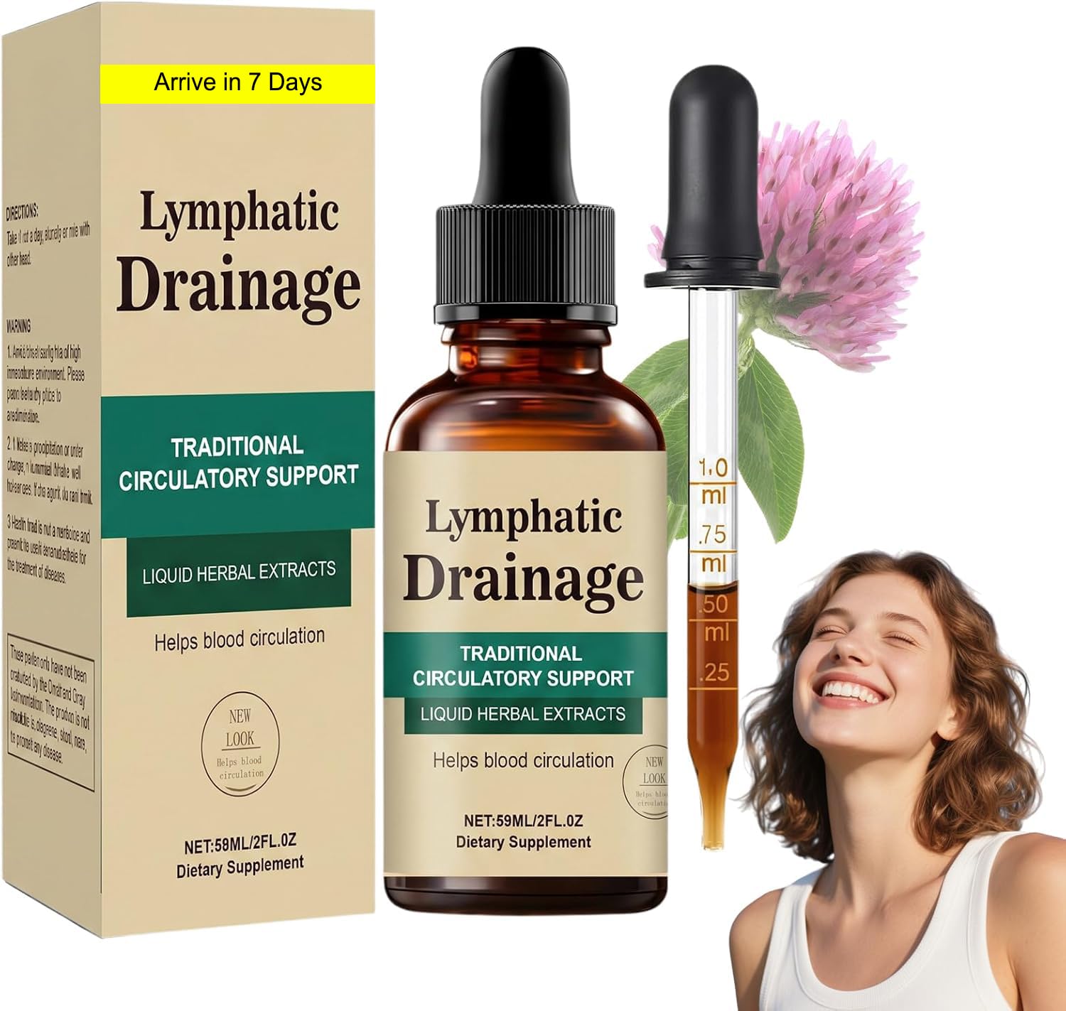 Linfia Drenaggio Linfatico Gocce 60ML Gocce di Benessere peril Drenante Linfatico per Donne e Uomini