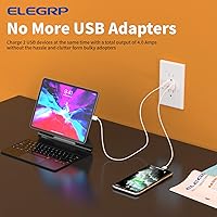 Vista 5 de ELEGRP Tomacorrientes de pared de puertos USB de alta velocidad dual de 4.0 A con chip inteligente, enchufe doble de 15 A, placa de pared incluida