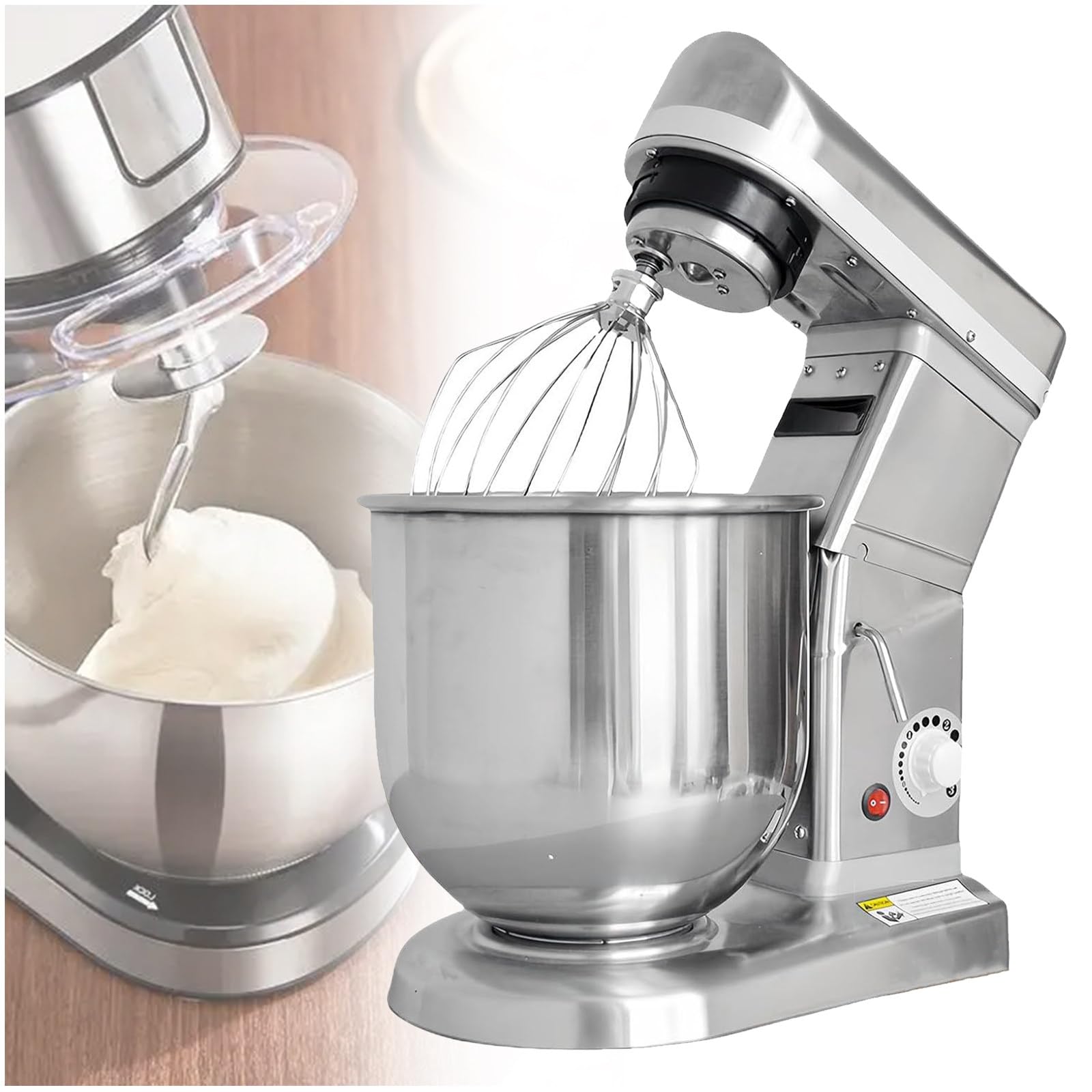 Impastatrice Planetaria, Impastatrice da Cucina a 3 velocità con Ciotola in Acciaio Inox, Frusta, Frusta per Impastare, Impastatrice Elettrica con Testa Inclinabile per Panetteria,10L/9.1qt