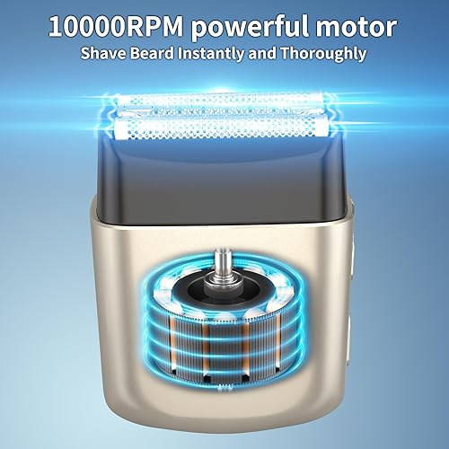 Miniatura 4 de Mini máquina de afeitar eléctrica, sistema de afeitado de 3 cuchillas, IPX7 impermeable, carga tipo C, uso durante 45 días, indicador de batería,