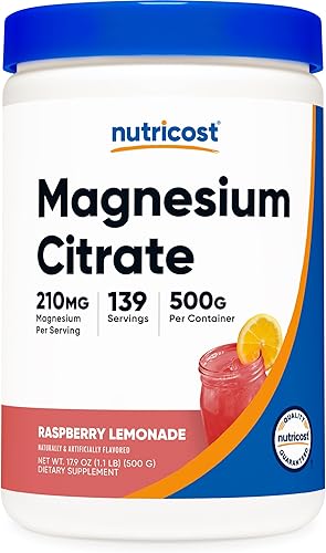 Nutricost Citrato de magnesio en polvo (limonada de frambuesa, 17.64 oz)