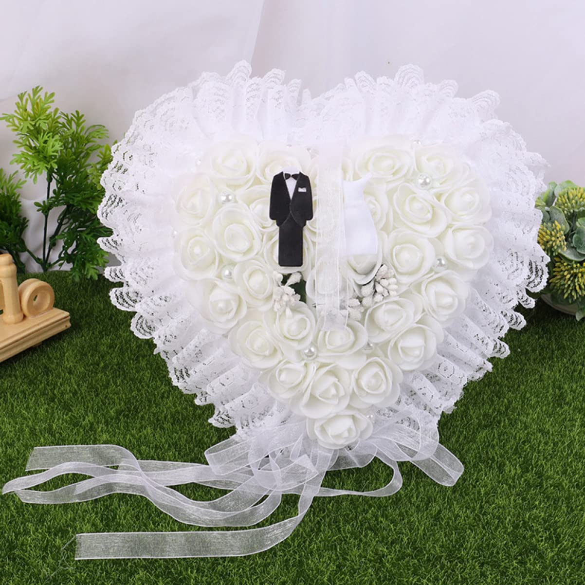 Cabilock 3 Cuscini Decorativi in ​​pizzo Floreale in Stile Occidentale Per Matrimonio Per Cerimonia Di Fidanzamento