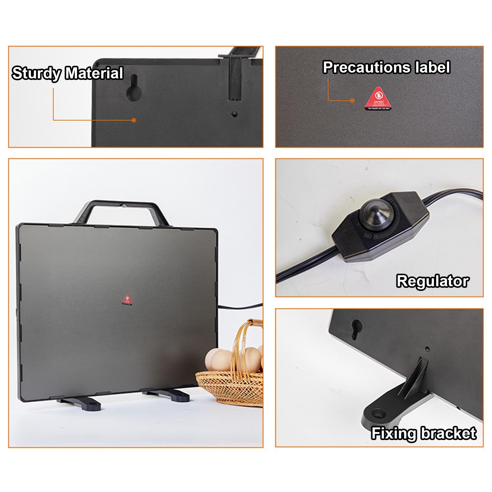 Calentador de Gallinero, Criadora de Calentador de Pollo de Temperatura Ajustable de 140W, Diseño de Eficiencia Energética, Diseño Más Seguro, Moderno y Portátil - 40x30cm