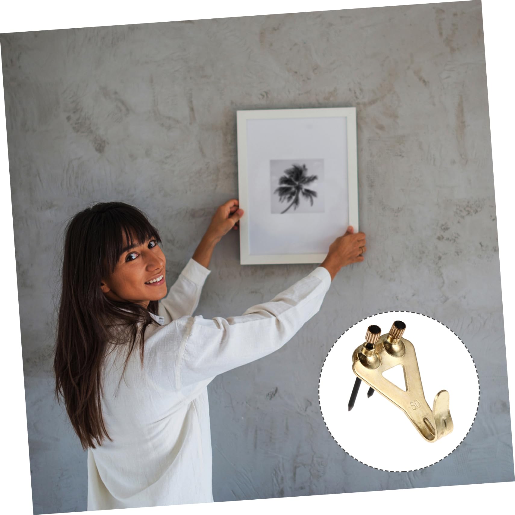 ARTIBETTER 3 Set Di Chiodi Di Supporto Per Telaio Robusti Ganci in Ottone Per Pareti Ufficio Galleria Facili Da Installare 20 Pezzi*3
