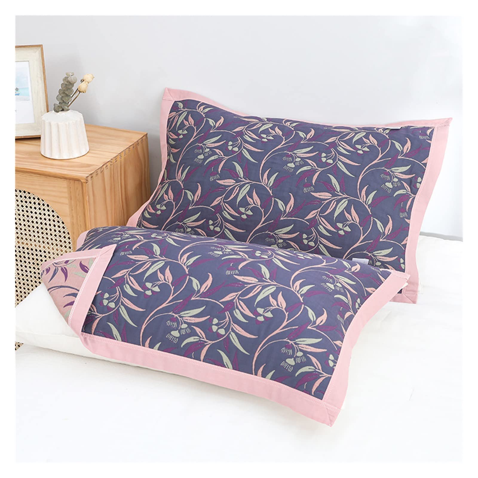 Couverture de coussin floral en coton teint en fil pour lits de 55 x 80 cm