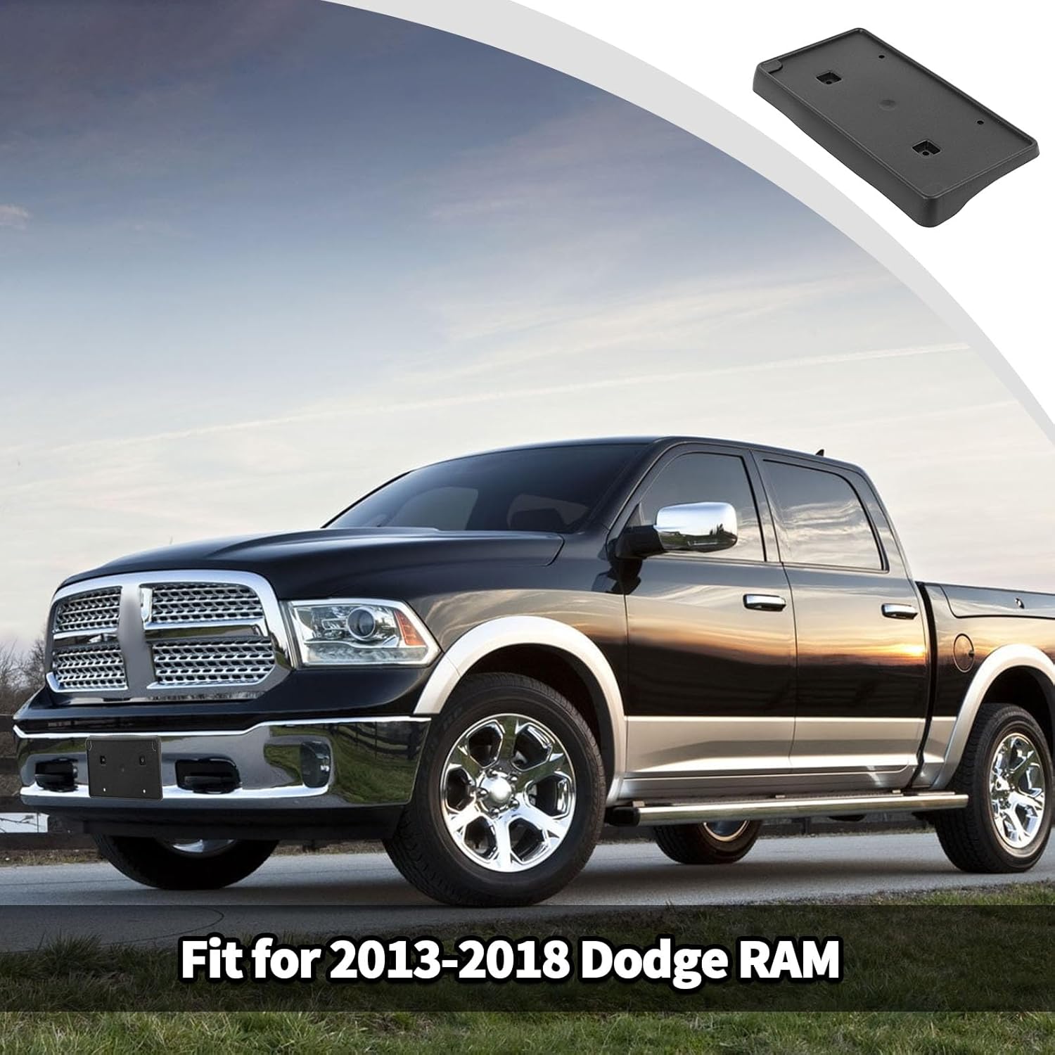 JWWY Front License Plate Frame Number Registration Tag Plate Holder Surround Bracket Fit for 2013-2018 Dodge RAM Exterior Accessories Black - Image 3