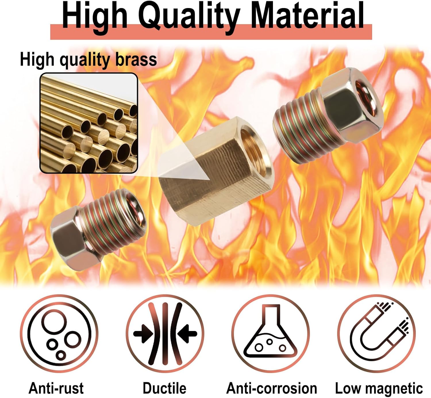 3/16 Brake Line Pressure Fittings, 12 Pieces 3/8 Inch-24 Threads Brass Brake Line Fitting Assortment for 3/16 Inch Brake Line Tube (4 Unions, 8 Nuts)