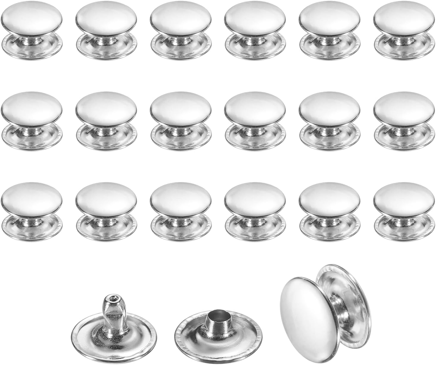 uxcell 50 Sets Leather Rivets, 12mm Double Cap Rivets, 8mm Height Tubular Metal Studs for Leather Craft Repair and Decoration DIY Clothes, Shoes, Bags, Belts, Silver