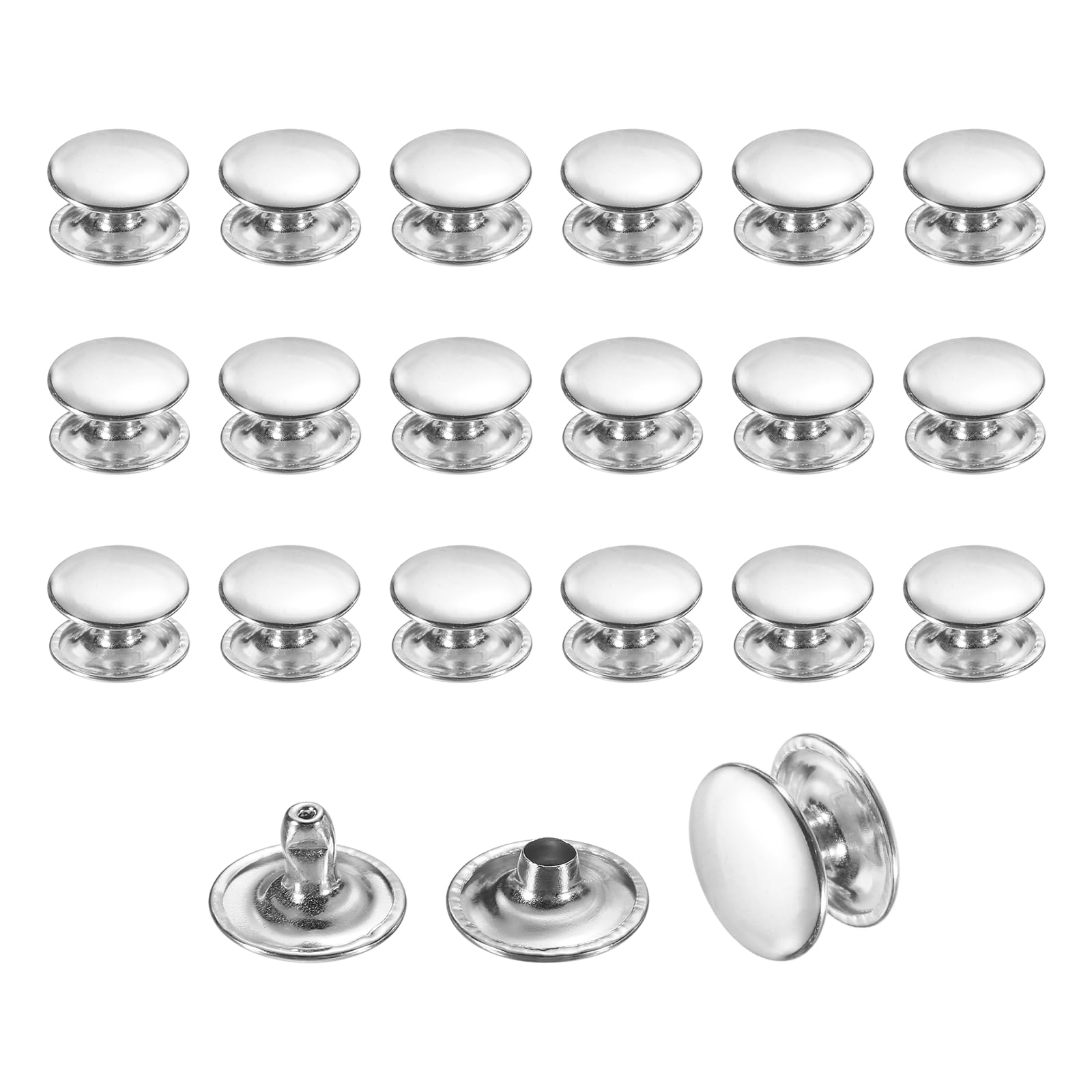 uxcell 50 Sets Leather Rivets, 12mm Double Cap Rivets, 8mm Height Tubular Metal Studs for Leather Craft Repair and Decoration DIY Clothes, Shoes, Bags, Belts, Silver