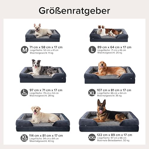 JOEJOY Panier Chien Grande Taille XXL Orthopedique, Memoire de Forme Lit pour Chien Dehoussable Lavable, Coussin avec Structure en Nid d'abeille et Doublure Imperméable, Gris Foncé - 6