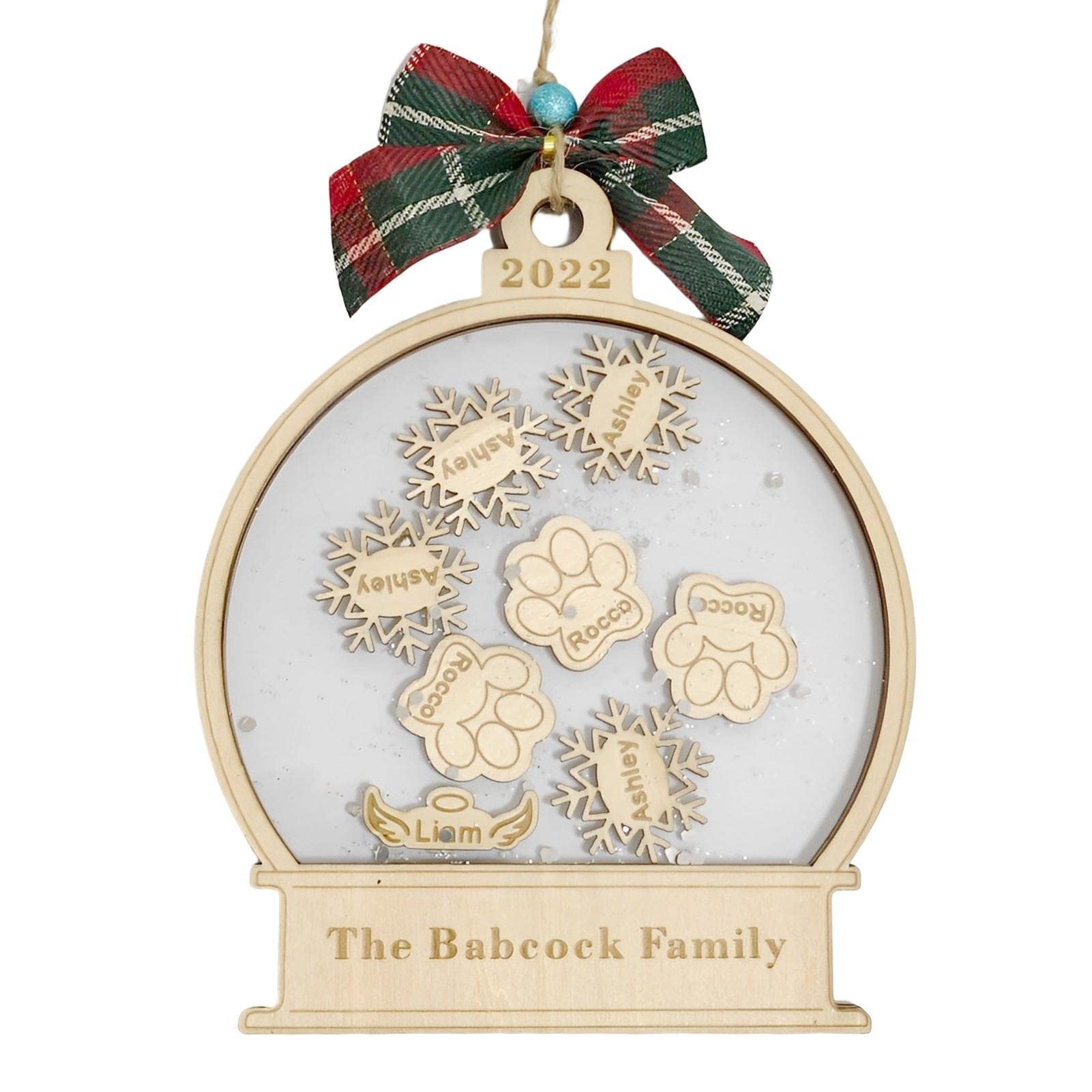 Adornos de Globo de Nieve de Madera Ligeros con Lazo para una Decoración Navideña Fácil