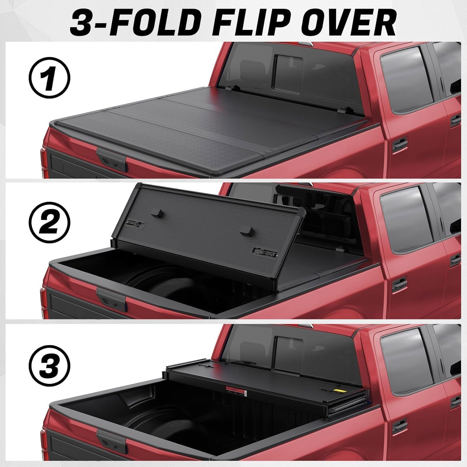 Hard Tri Fold Aluminum Truck Bed Tonneau Cover Compatible for 2019-2025 2026 Ford Ranger Styleside 5FT 61Inch Truck Bed Cover