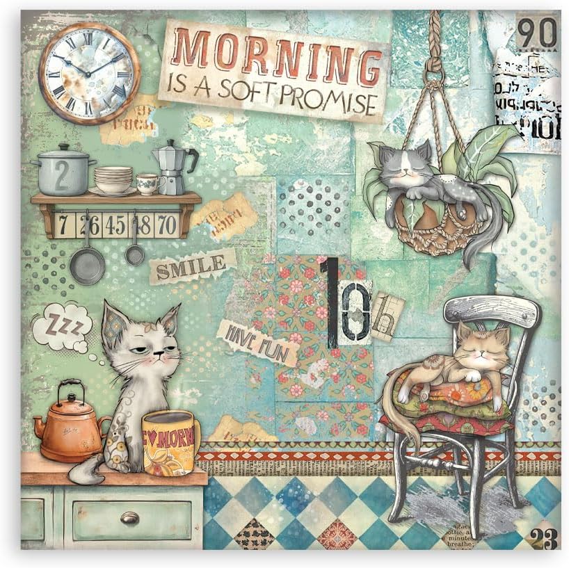 Stamperia - Scrapbook Paper Pad for Scrapbooking, Albums, Card Making, Bullet Journalling and More, Acid Free, Single Face, Perfect for Hobbies, Crafts, and Gifting (Furry Friends) (20.3 x 20.3 cm)
