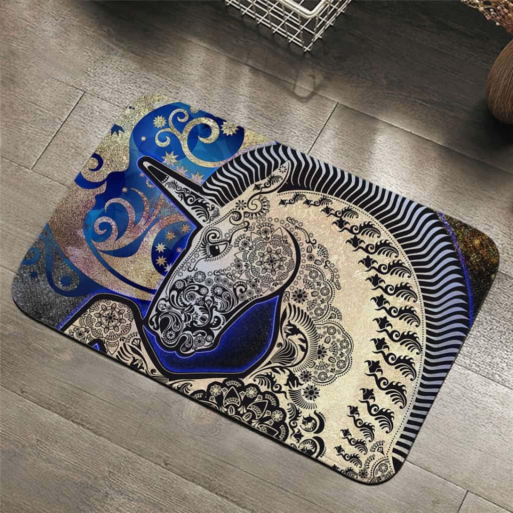 Paillasson extérieur entrée argenté licorne pour pas de porte