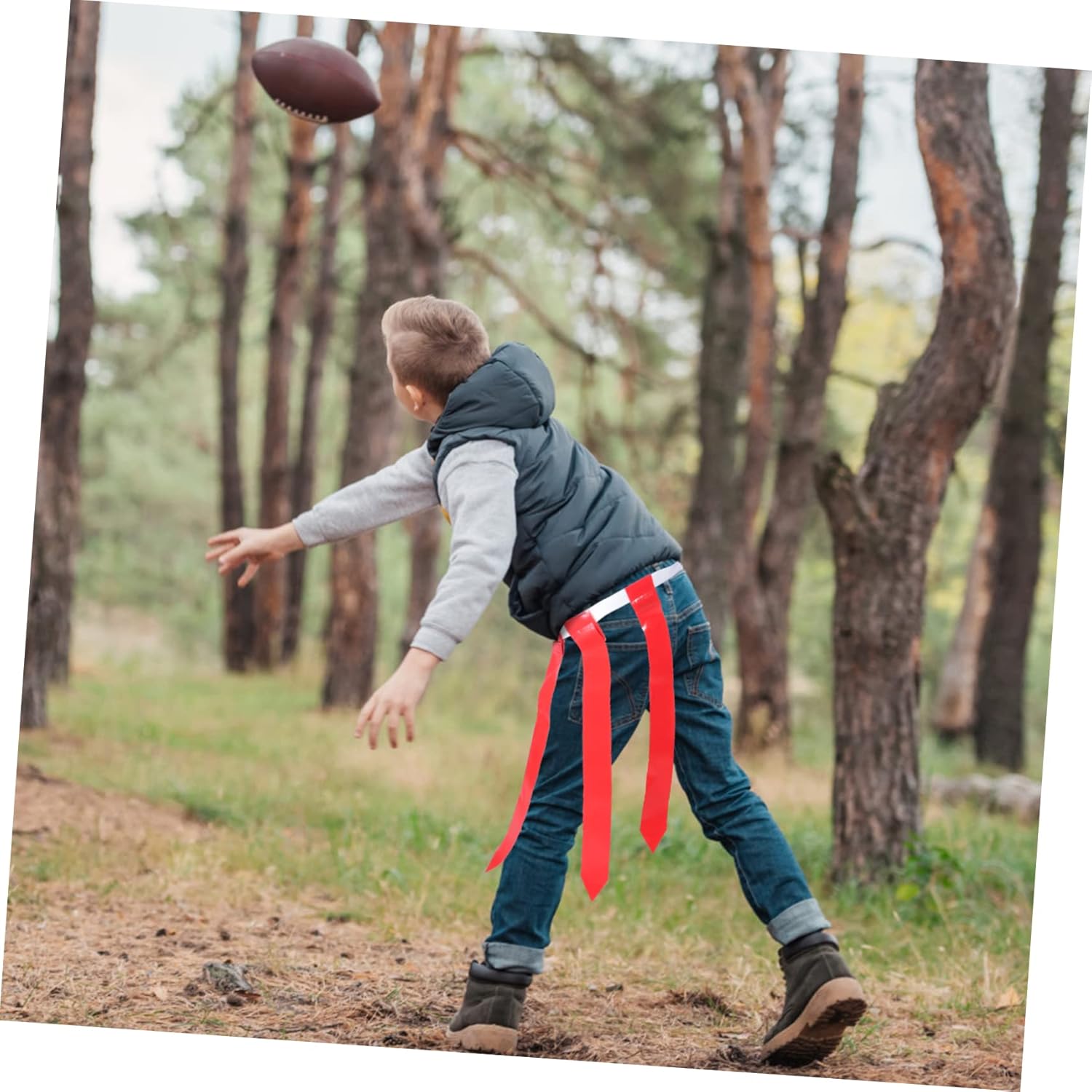 Mipcase 1Set Adjustable Football Waist Flag Belt with Reusable Flags Durable Football Supplies for Flag Football Games