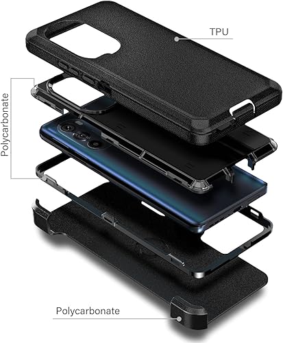 Miniatura 3 de NZND Funda para Motorola Edge Plus (2022) 5G 6.7 pulgadasEdge Plus 5G UW (2022) con protector de pantalla de vidrio templado, funda con clip para
