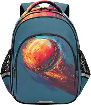 Travel Backpack Flaming Cricket Ball Casual Daypack for Weekender Trip