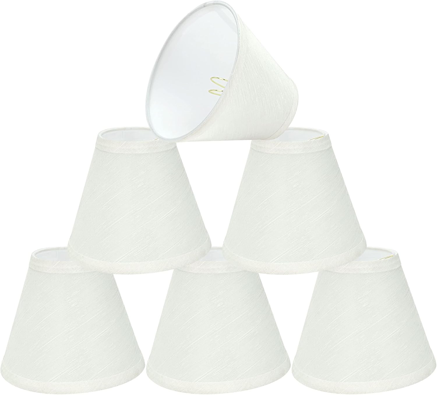 Aspen Creative 32109-6A, Hardback Empire Clip-On Chandelier Lamp Shade, Eggshell, 3" Top x 6" Bottom x 5" Slant Height, Set of 6