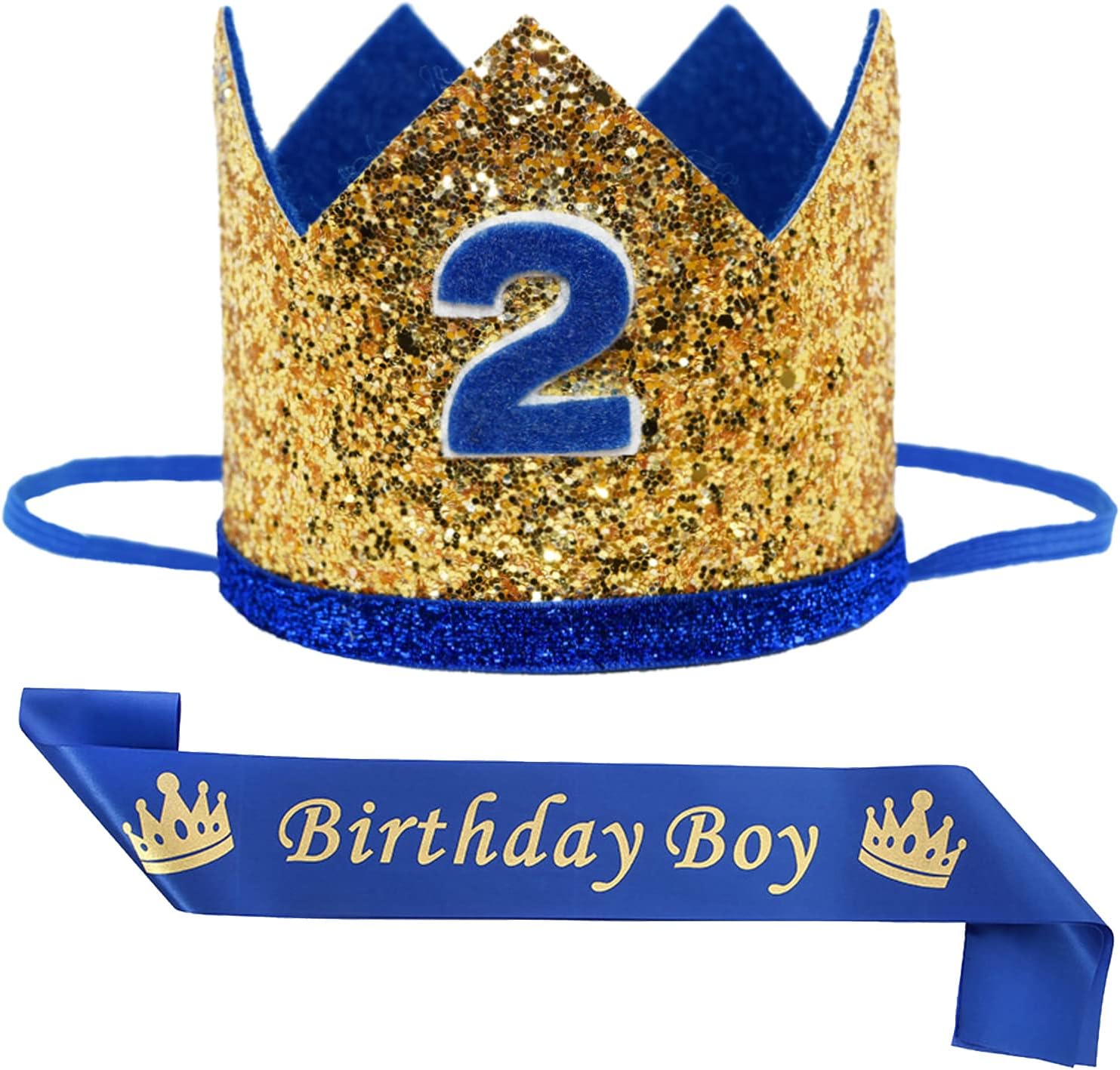 Shiny 2nd 3rd Birthday Crown Baby Boy Prince Headband Party Supplies