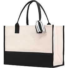 VANESSA ROSELLA Premium Quality Personalized Gift Monogram Initial 100% Cotton Chic Tote Bag with Customize Option - Black