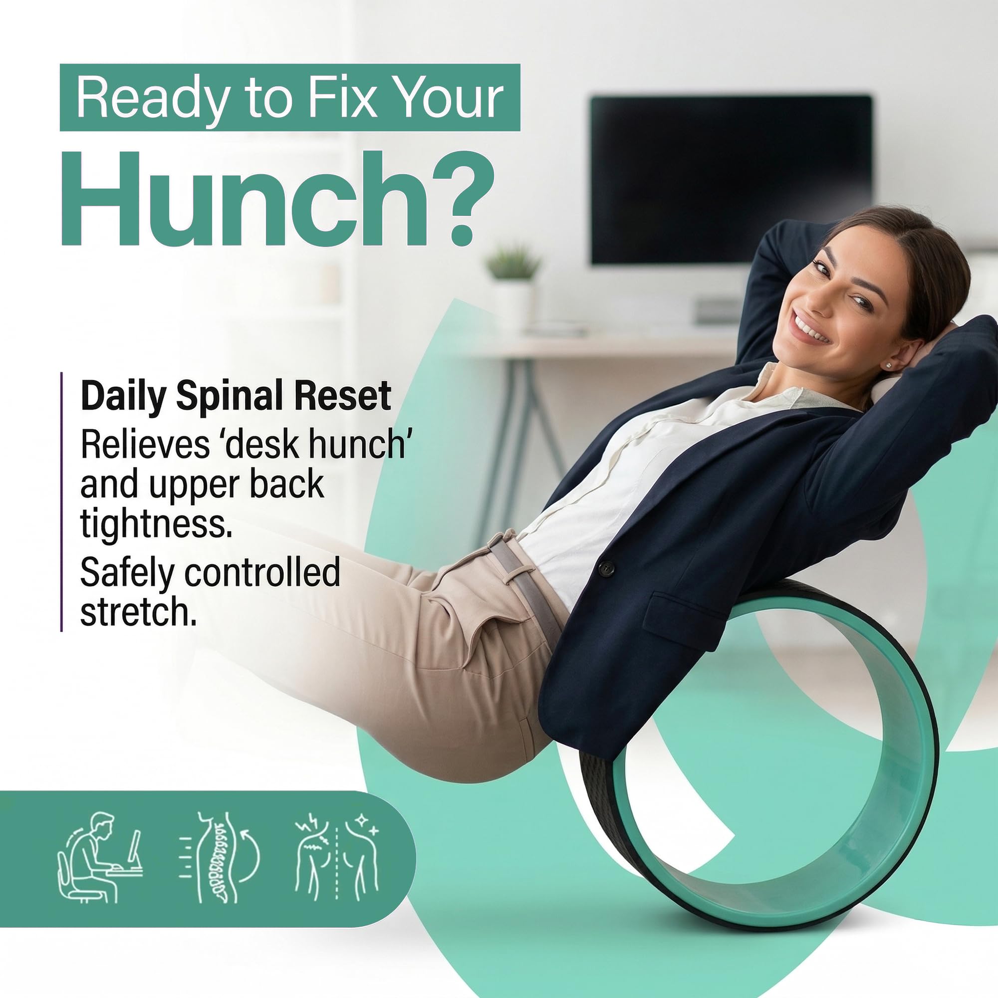 Yogikuti Yoga-Rad-Set (3 Größen) zur Linderung von Rückenschmerzen, Flexibilität und Haltung, langlebiges TPA-Material, stabil und rutschfest, ideal für Yoga, Pilates und Stretching