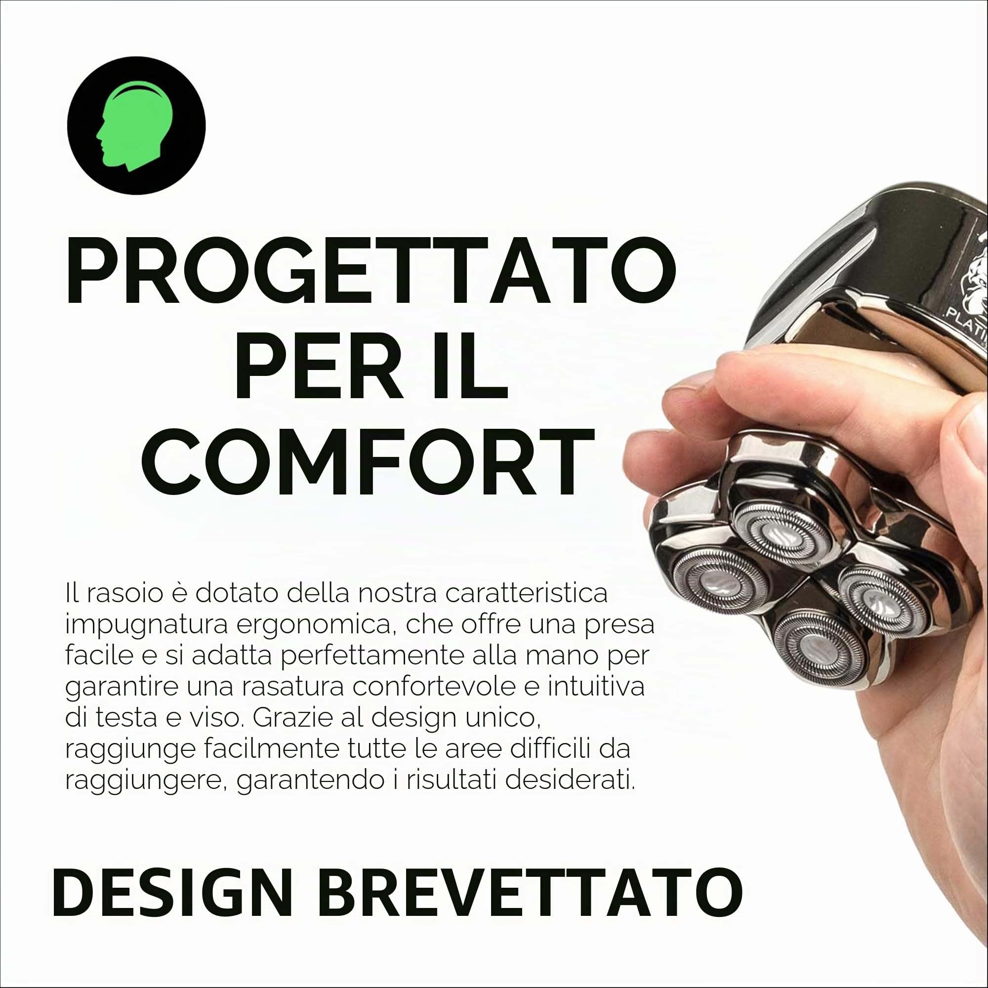 Skull Shaver Pitbull Platinum Pro – rasoio elettrico per testa e viso – senza fili, ricaricabile, uso su pelle bagnata o asciutta, manico ergonomico – con supporto risciacquo e custodia da viaggio