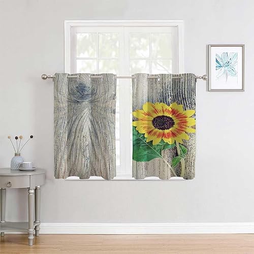 Miniatura 3 de YANFENQI Cortinas a prueba de sonido, decoración de girasol, con ojales, cortinas cortas para armario, cortinas para Ventanas de Cuarto de 63