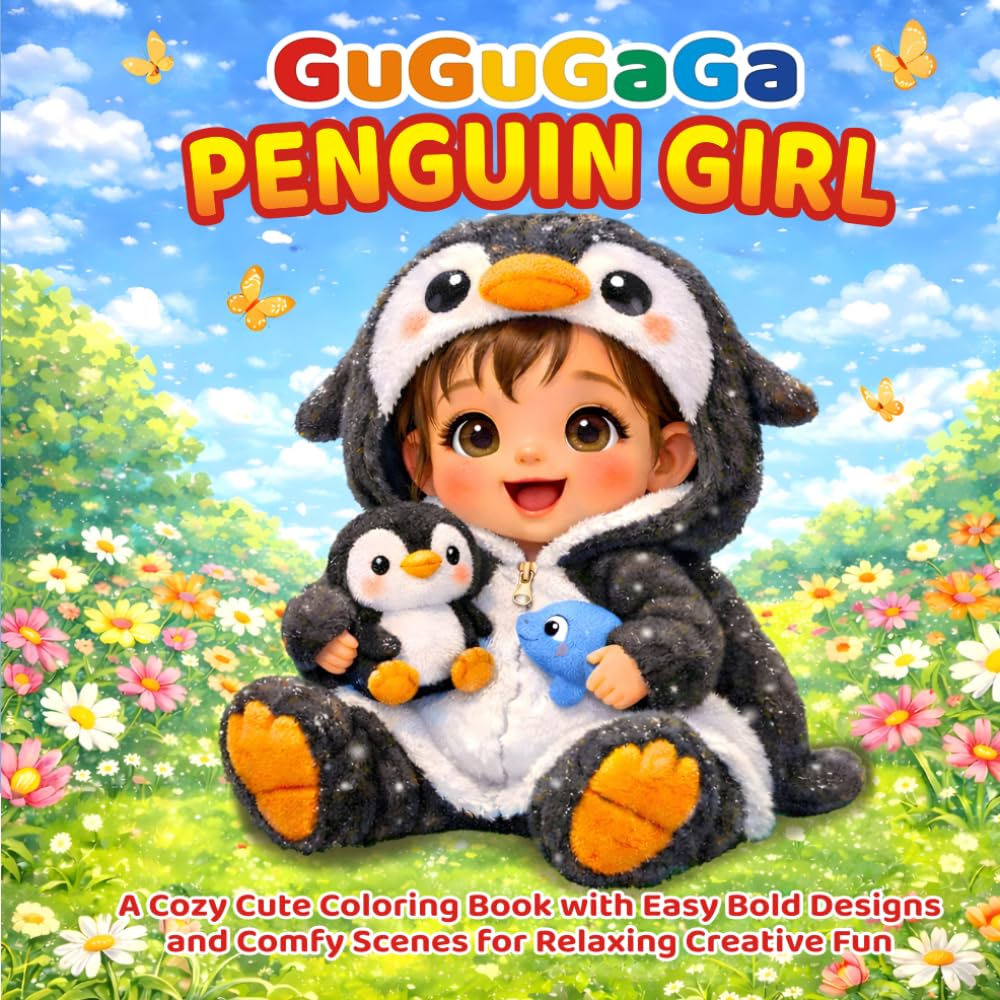 GuGuGaGa Penguin Girl: A Cozy Cute Coloring Book with Easy Bold Designs and Comfy Scenes for Relaxing Creative Fun (GuGuGaGa Penguin Girl Cozy Collection)