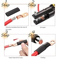 Vista 4 de 25 piezas de extremos de cable de batería de 4 AWG de 3/8 de pulgada, conectores de alambre de 4 calibre, terminales de cable de batería de 4