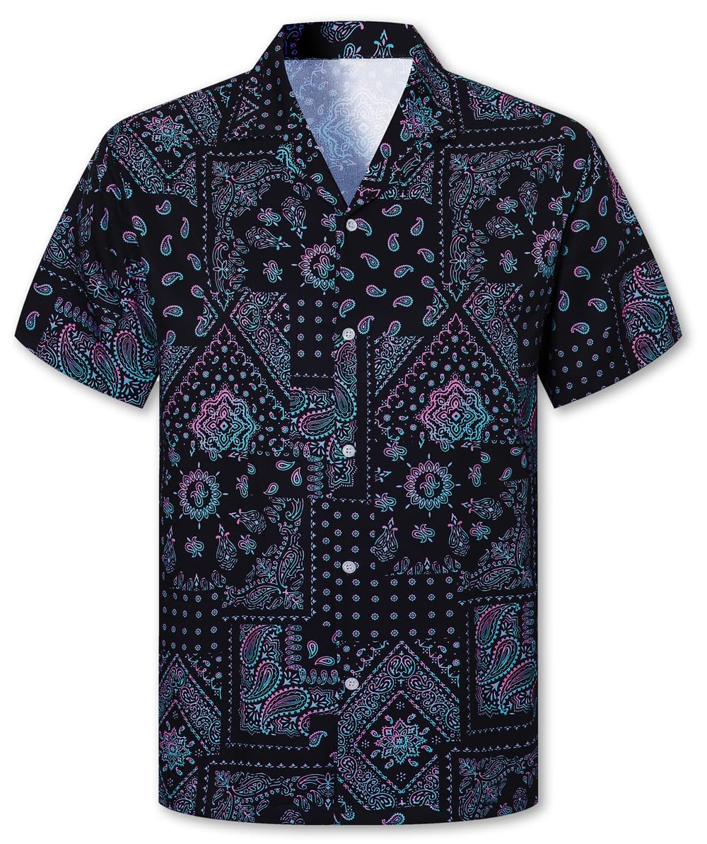 Cromoncent Hawaiian Shirt for Boy&amp;Men Short Sleeve Cuban Collar Tropical Holiday Summer Beach Shirts